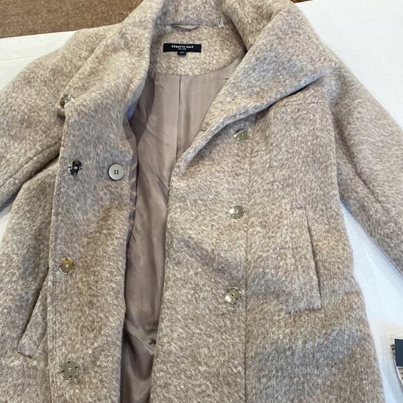 Kenneth Cole Women's Asymmetrical Pressed Boucle Wool Coat size small (c1) - Picture 4 of 9